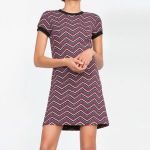 Zara Women’s Chevron Stretch Short Sleeve Sweater Dress